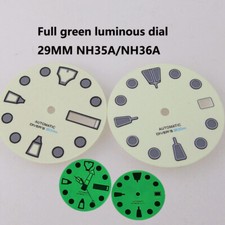 Full Green Luminous 29mm Watch Parts Fit Automatic NH35A NH36A Creamy Dial Hands