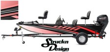 Boat Wrap Modern Red Stripes Abstract Graphic Kit Fish Vinyl Fishing Bass Decal 