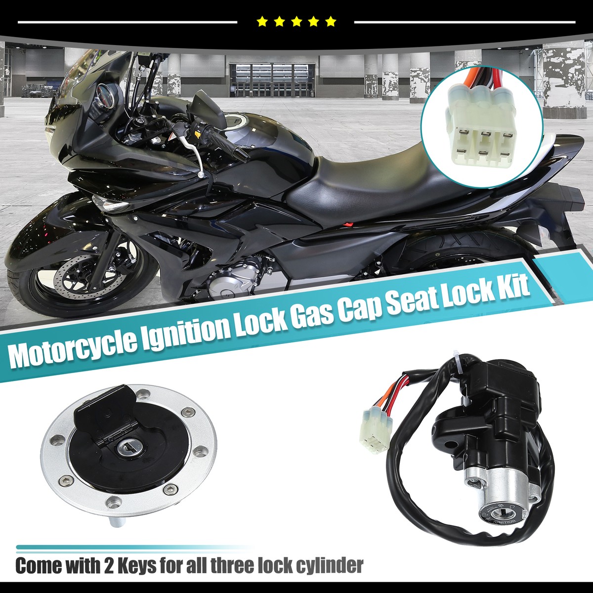 Piece of 3 Ignition Switch Fuel Gas Cap Seat Lock fit for Suzuki