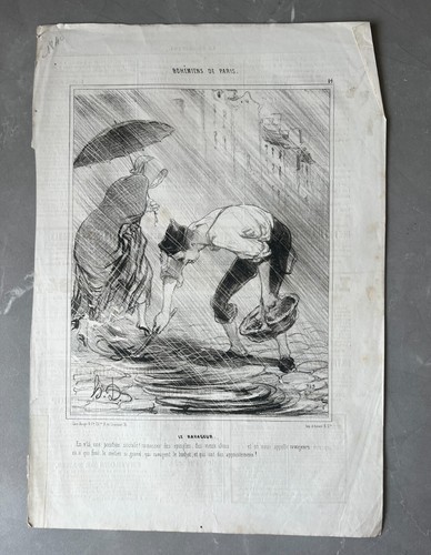 Antique Print 19th century Daumier, Bohemiens de Paris, le Ravageur - Picture 2 of 8
