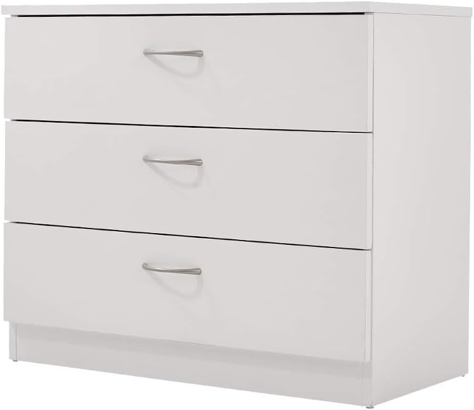 3 Drawer Wood Dresser Cabinet for Bedroom, White Modern Chest of Drawers Cabinet