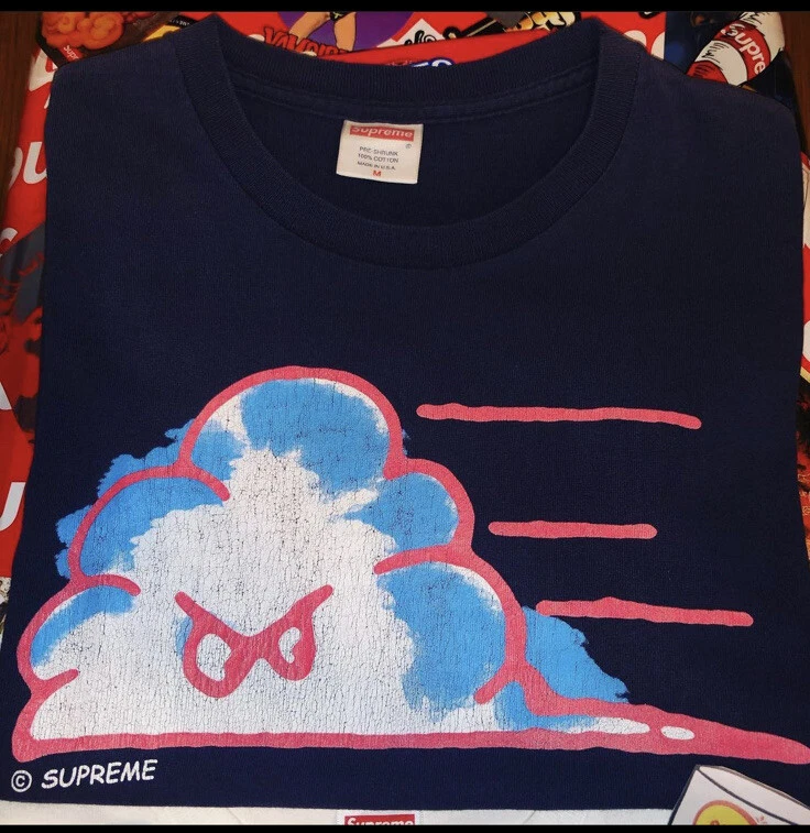 Tee shirt Supreme Mr Cloudy 2003 M bleu marine