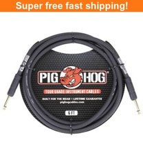 PIG HOG PH6 6ft Patch Cable 8mm 1/4 Straight Instrument Guitar Cord 6 Feet Black