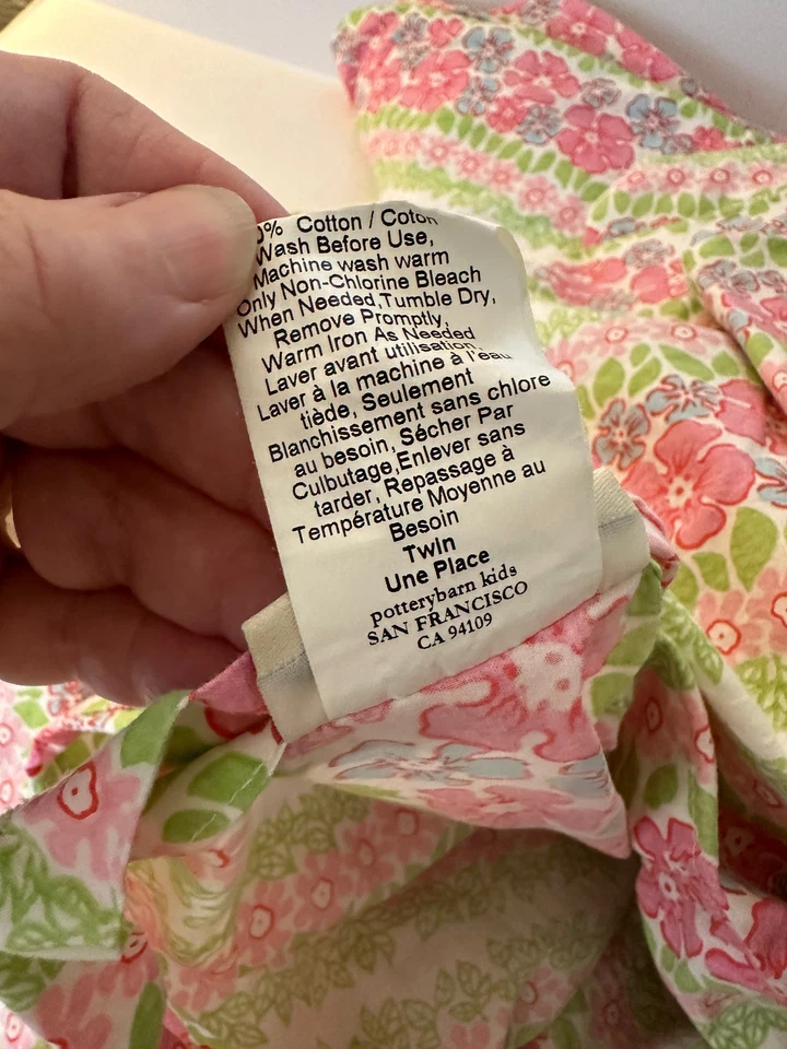 POTTERY BARN KIDS pink floral TROPICAL HIBISCUS cotton duvet TWIN - Image 3 of 3