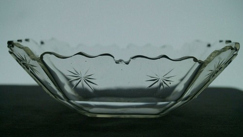 19th Century Bohemian Cut Glass Stars 6 3/4 Inch Rectangular Bowl C.1830-1840