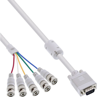 InLine  VGA BNC Kabel, 5x BNC Stecker an 15pol HD Stecker, 3m