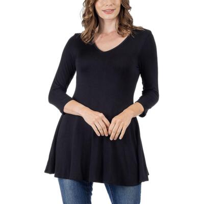 24seven Comfort Apparel Womens V-Neck Tunic Tee Pullover Top Shirt BHFO 0327