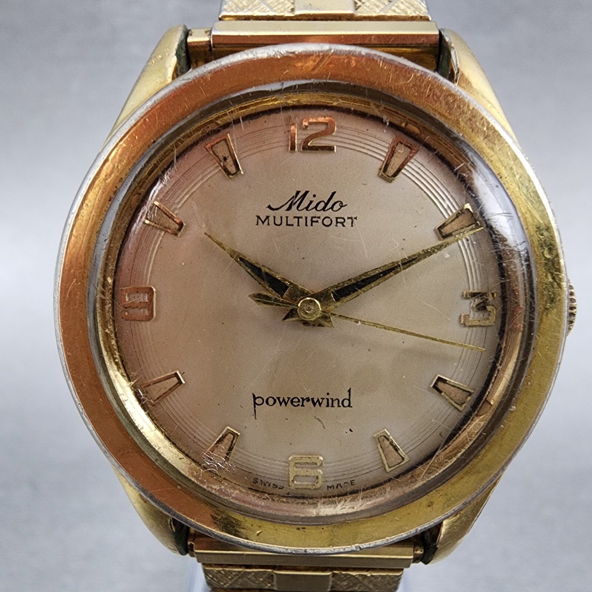 Mido Multifort Powerwind Watch Men 33mm Cream Dial Gold Tone