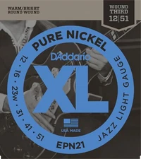 D'Addario Guitar Strings EPN21 Pure Nickel Jazz Light Electric