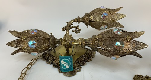 Vintage RARE Pair 1967 Hollywood Regency Loevsky L&L Crystal Wall Sconce Lamps - Picture 14 of 24