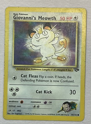 Pokémon Card Giovanni's Meowth 74/132 Gym Challenge Vintage 50 HP