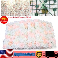 5x Artificial Flower Wall Panels Wedding Party DIY Silk Flowers Backdrop Decor