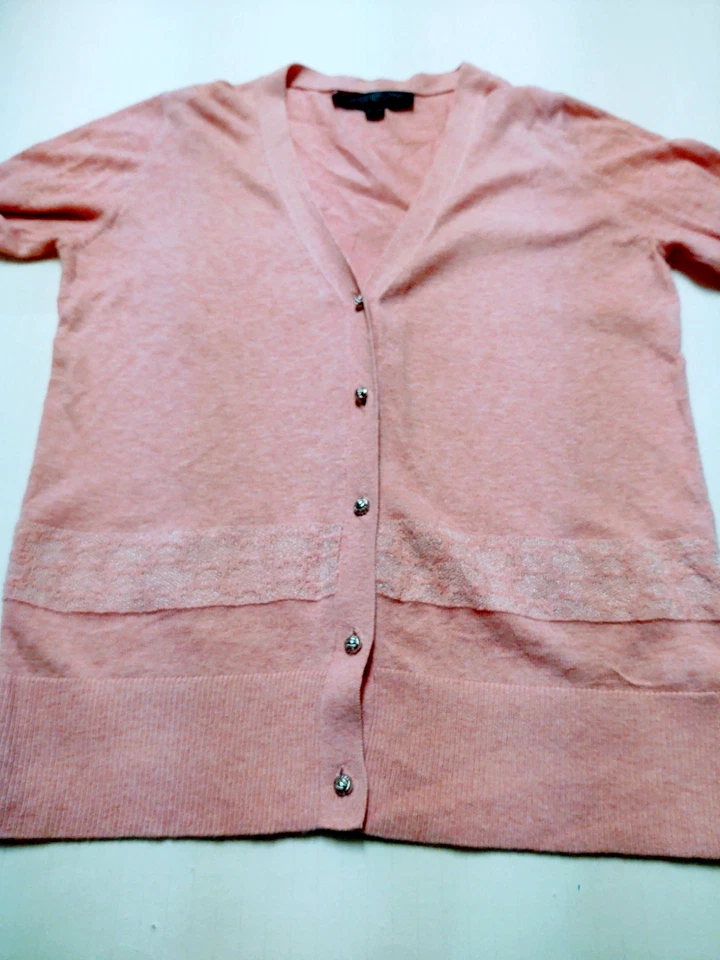 Cárdigan para mujer SHANGHAI TANG algodón/cachemira (S) suéter púrpura rosado Foto 3 de 4