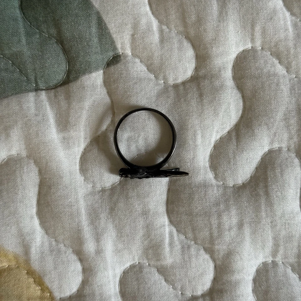 Anillo de cuerno macabro gadgets plata esterlina oxidada talla 10 astas cuerno de ciervo EE. UU. Foto 3 de 4