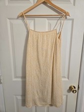 American Eagle Yellow Floral Spaghetti Strap Dress Open Back Size Large
