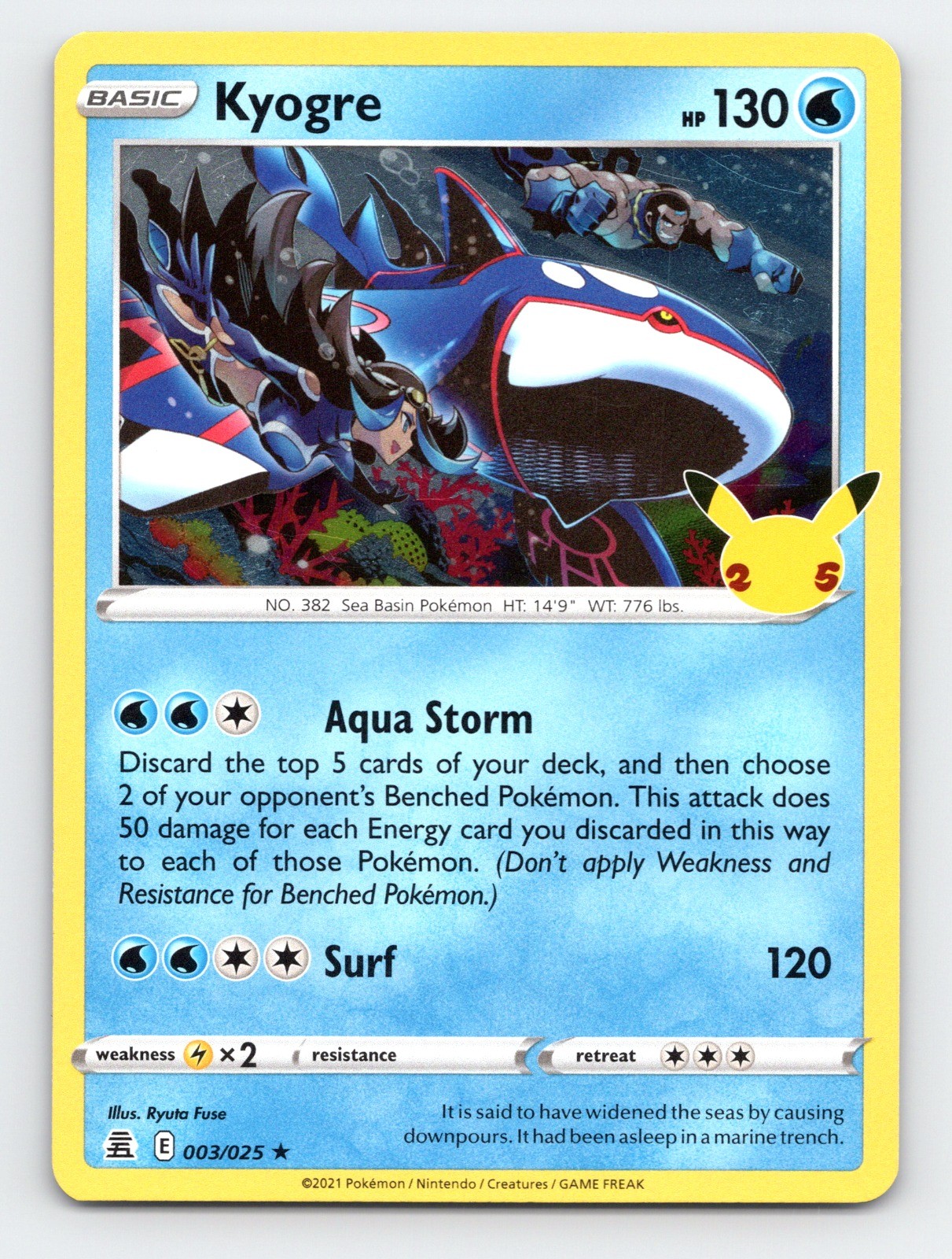 Pokemon Celebrations Kyogre 003/025 NM