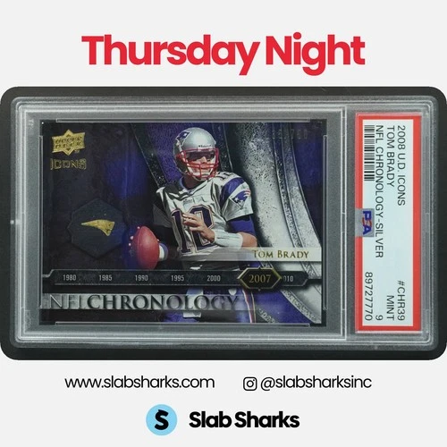 2008 UPPER DECK ICONS #CHR39 TOM BRADY NFL CHRONOLOGY SILVER /750 PSA 9