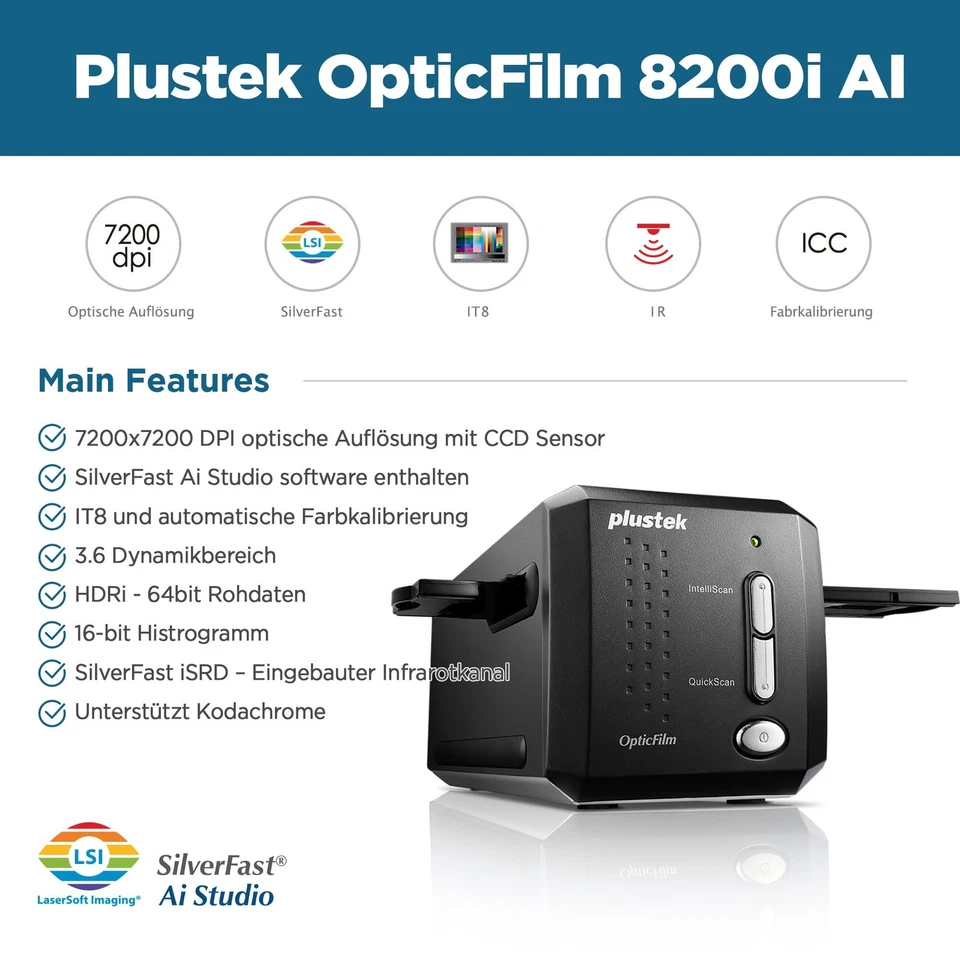 Plustek OpticFilm 8200i AI Film Scanner 7200dpi SilverFast Ai from JAPAN NEW - Image 3 of 4