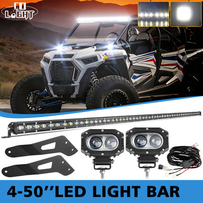 For Can-am Maverick X3 DS RS MAX 50'' LED Light Bar+ 2x 4'' Pods Wires Brackets