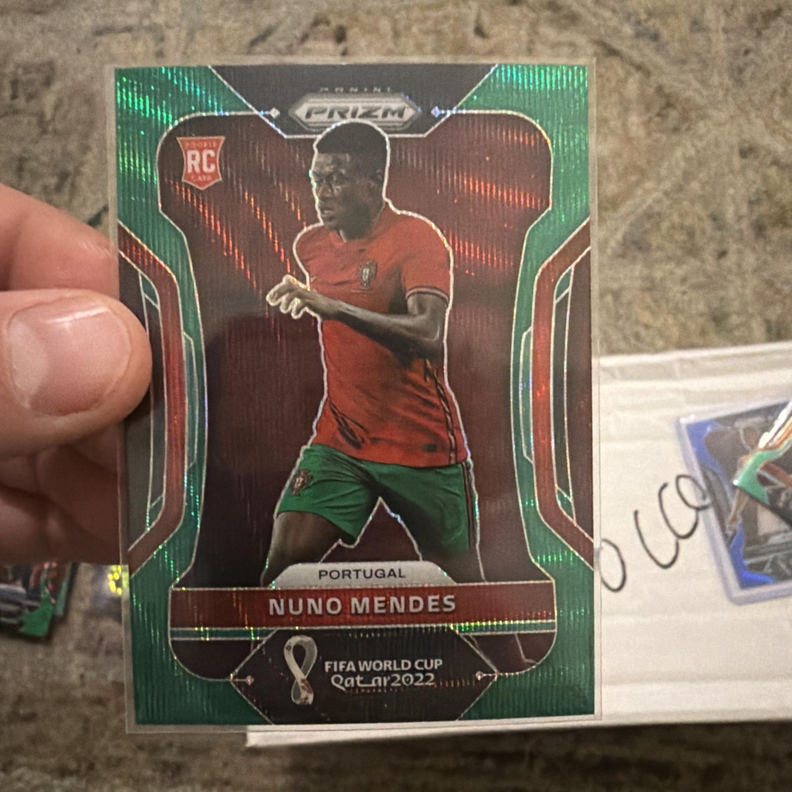Nuno Mendes, Portugal, 2022 Panini Prizm World Cup, Green Wave, Rookie, #180