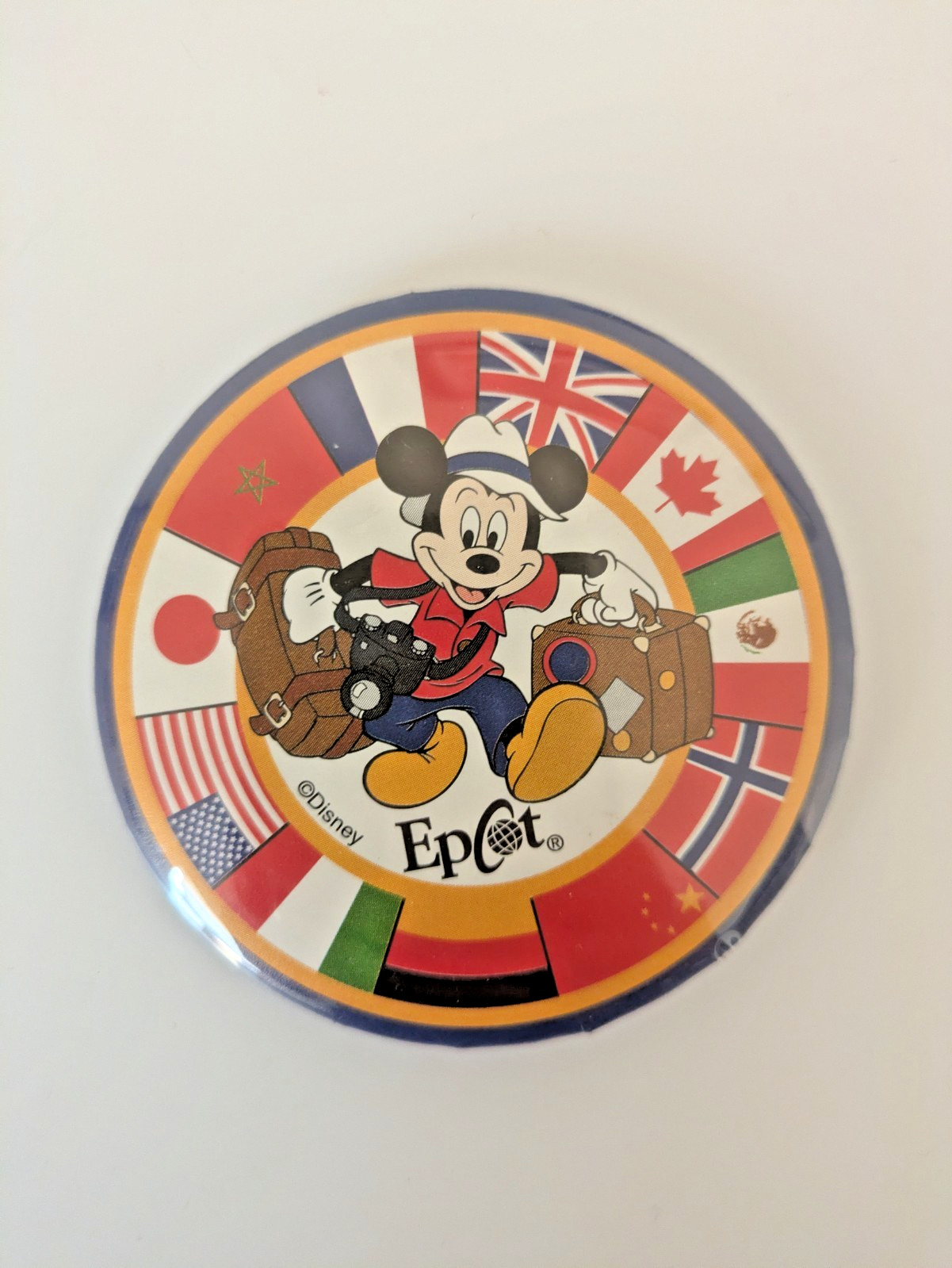 Disney Epcot World Showcase Flags Mickey Mouse Passport Button Pin