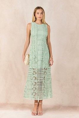 Endless Rose Sleeveless Textured Maxi Dress Sage Green Small NWT $185 MSRP  | eBay
