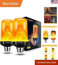 Upgraded】 LED Flame Light Bulbs, 4 Modes Flickering Light Bulbs with Upside D...