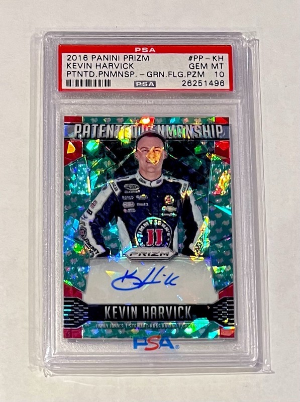 Kevin Harvick 2016 Prizm Patented Penmanship Green Flag #5/35  PSA 10