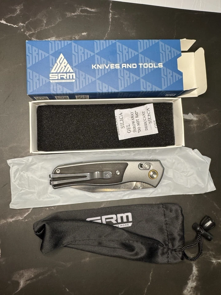 NUEVO SRM Cuchillos Medalla 259L-AK Gris Aluminio y Madera de Ébano Cuchillo Plegable 259LAK Foto 2 de 4