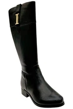 Isaac Mizrahi Live! Women's Wide Calf Riding Boots Black/Black