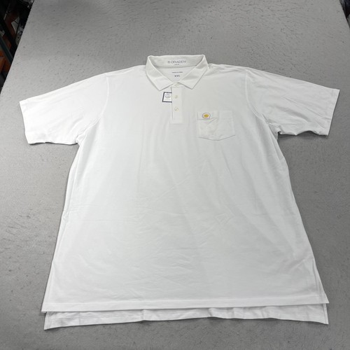 B Draddy Polo Shirt Mens 2XL White Solid Fried Egg Golf Logo Liam Pima Blend NWT