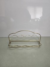 Vtg Libbey Collapsible Drinking 8 Glass Caddy Carrier MCM Barware Gold