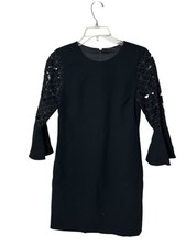 Elie Tahari Women's Black Esmarella Lace Eyelet Bell-sleeve Shift Dress Size 2