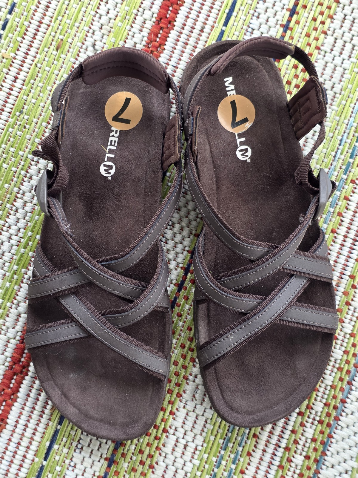 Merrell Bracken sandali donna taglia 7 terra scura outdoor marrone