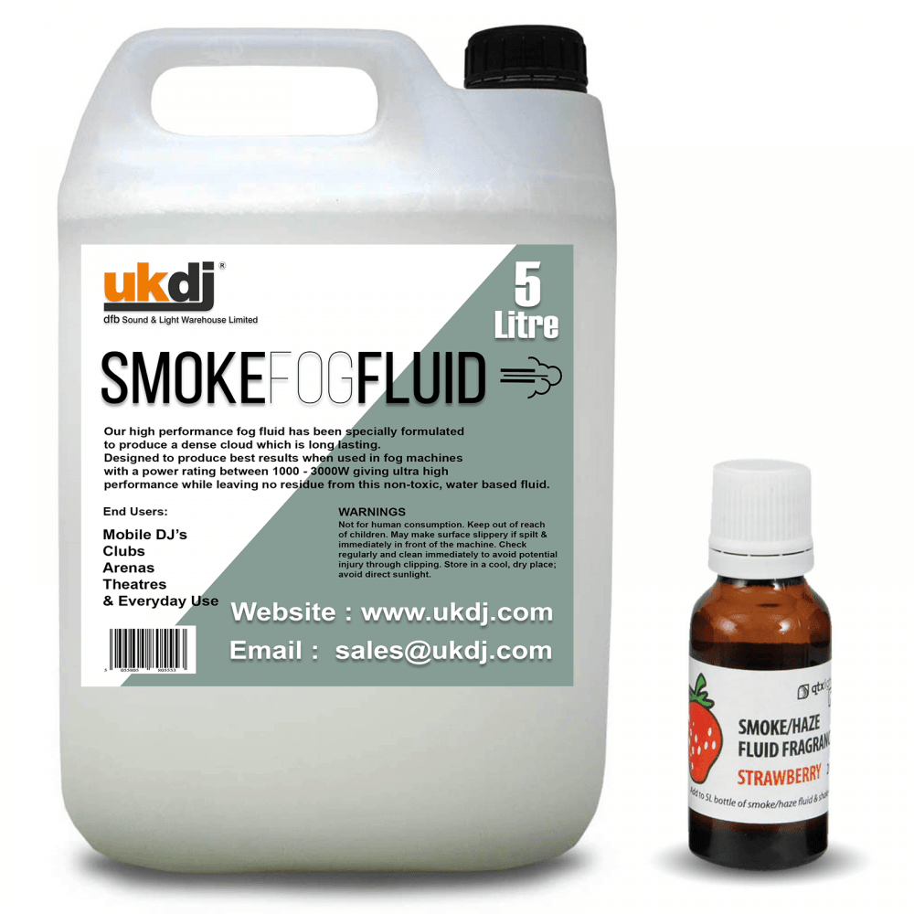 UKDJ Smoke Fluid 5L HQ Professional Fog Liquid Scent 20ml Strawberry Fragrance