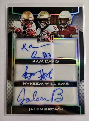 2025 LEAF ROOKIE TRIPLE AUTO /25 KAM DAVIS HAKEEM WILLIAMS JALEN BROWN MINT   