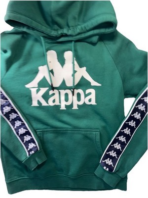 Kappa Hoodie Mens Small Green Banda Authentic Pullover Logo Tape Sleeve
