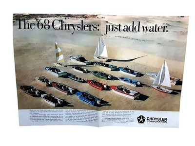 1968 Chrysler Boats Two-Page Centerfold   Just Add Water Vintage Ad Uncut