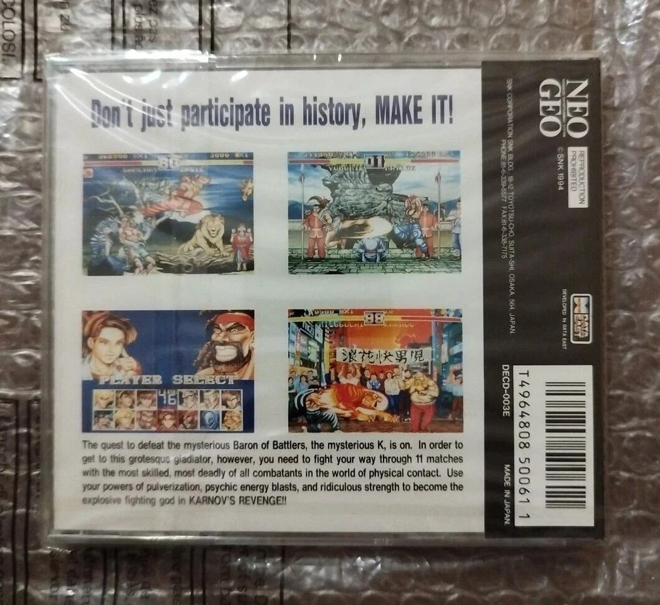 SNK Neo Geo CD - Karnov'S Revenge NTSC-U BRAND NEW FACTORY SEALED - Immagine 2 di 4