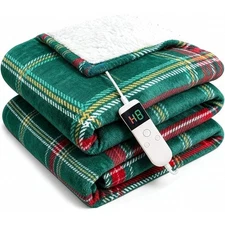 Heated Electric Blanket Twin Soft Flannel Auto Off Overheat Protection Washable