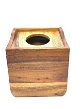 Wood Tissue Box Holder With Open Oval Center Design