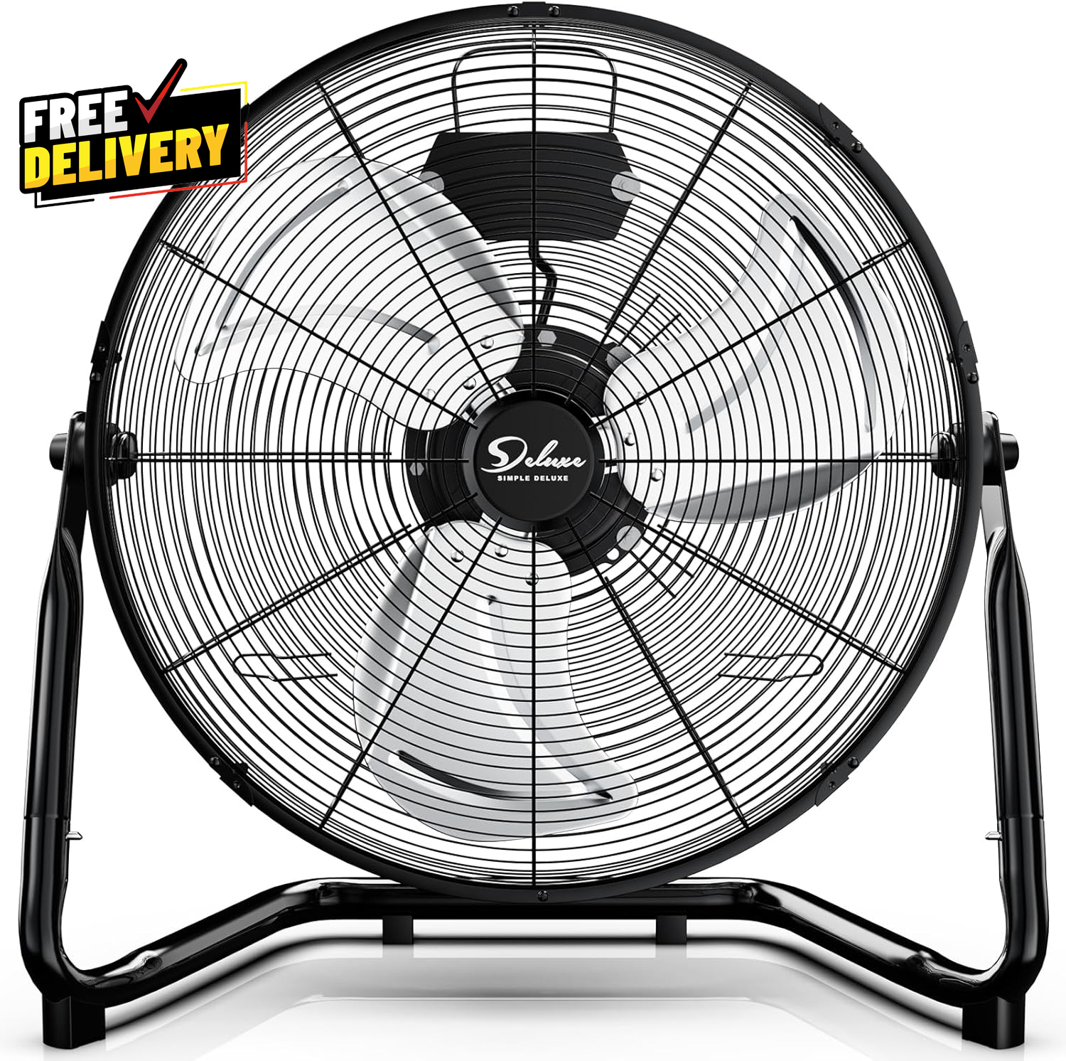 18in High Velocity 3 Speed Metal Floor Fan Heavy Duty Industrial Black 1Pack