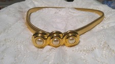Vintage 1950s-70s Gold Tone Stretch Belt Pearl Hook Buckle DAY-lor