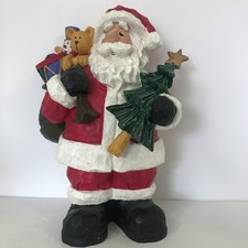 Vintage Santa Claus Figure Tree Toys Folk Art Heavy Resin Colorful Christmas 12"
