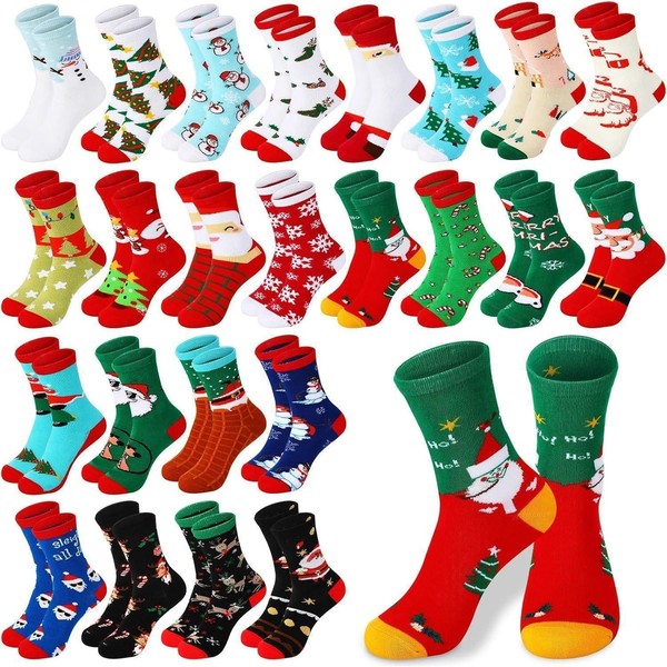 24 Paar Christmas Socks Lustige Weihnachtssocken Unisex Wadensocken-image