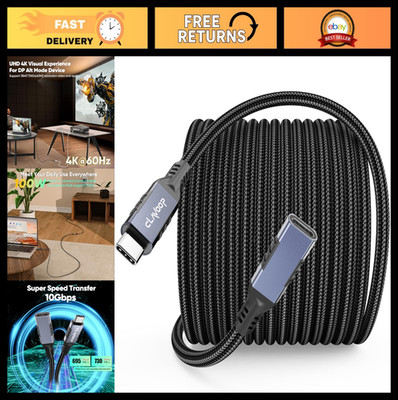 20ft USB C Extension Cable, 4K@60Hz, 100W Charging, 10Gbps Data Transfer, Braide