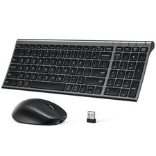 Multi-Device Bluetooth Keyboard and Mouse Combo, USB-C Rechargeable, Slim Design