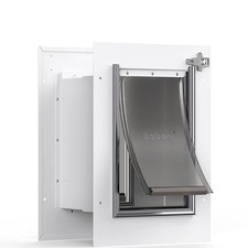 Pet Door for Wall, Steel Frame and Telescoping Tunnel, Aluminum Lock, Double