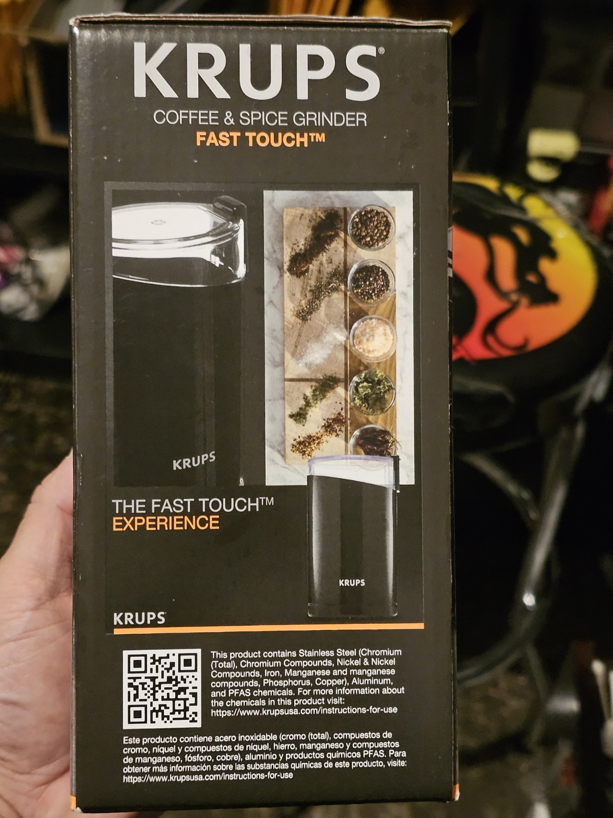 KRUPS Fast Touch Electric Spice Coffee Grinder Stainless Steel Blades Brand New 