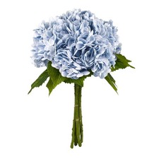 21In Blue Artificial Hydrangea Flowers 5 Pcs Real Touch 3D Print Latex Flower...